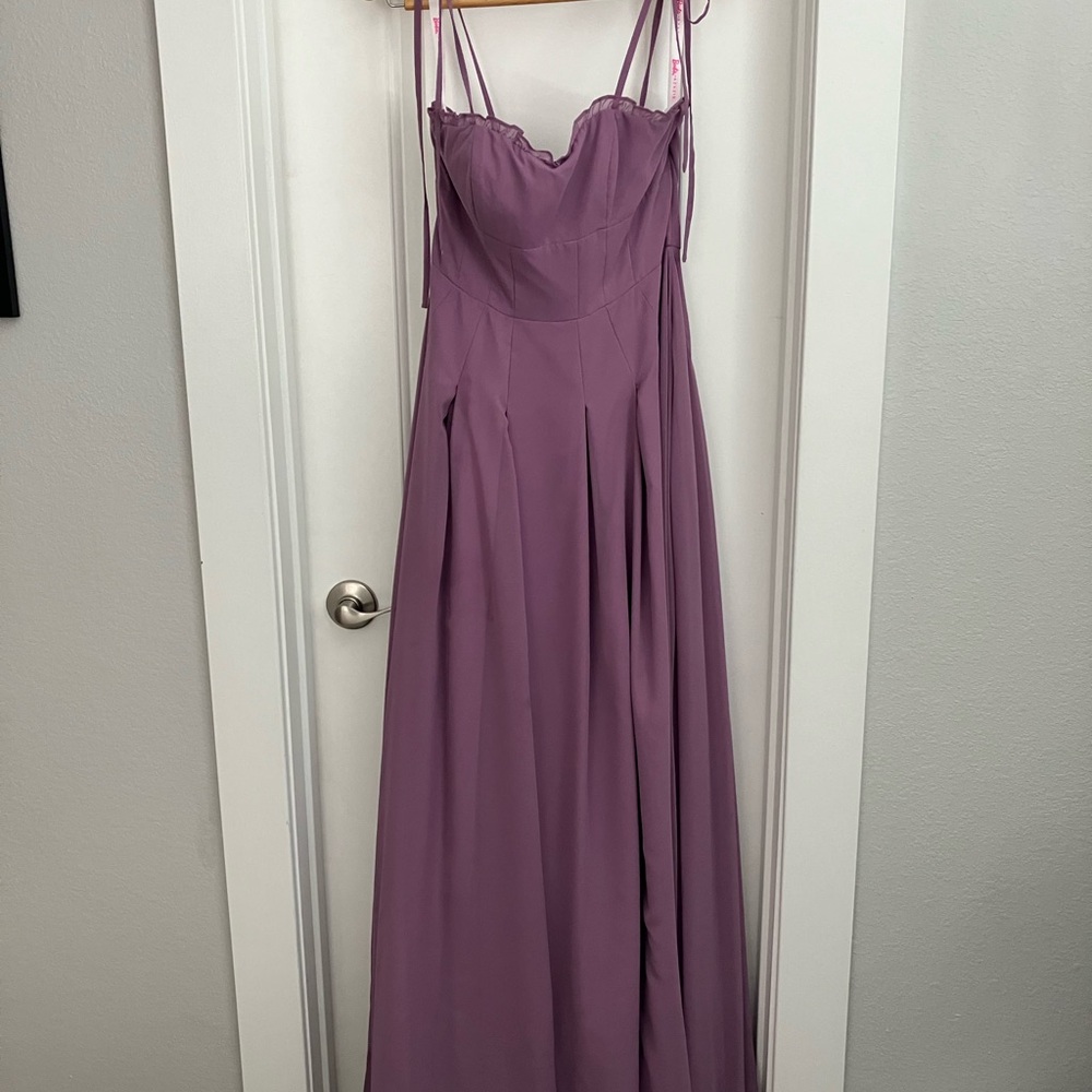 Barbie x Azazie: Box Pleated Chiffon A-Line Dress Wisteria